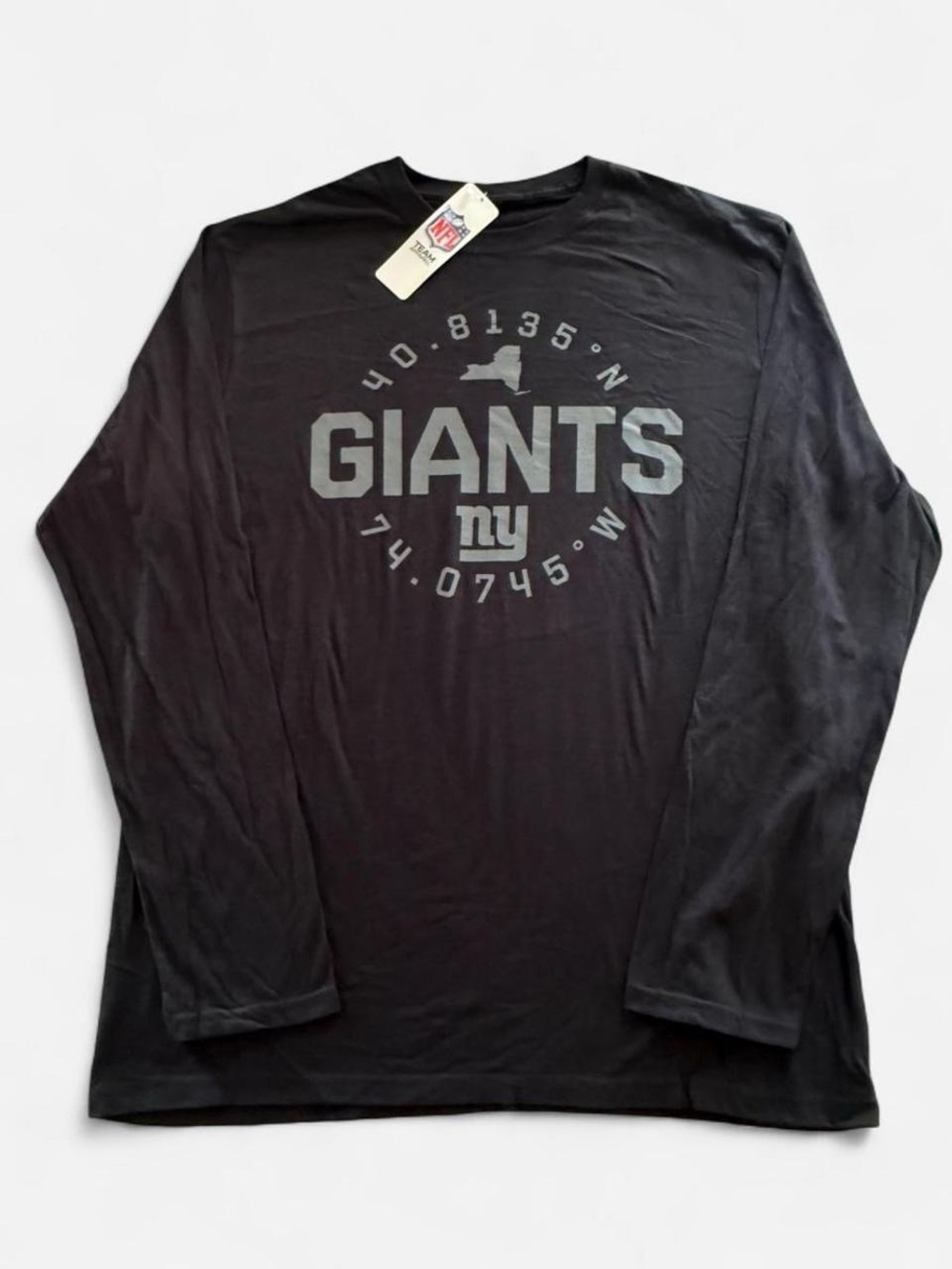 NWT Mens L NY Giants Long Sleeve Shirt NFL Team Apparel MetLife Coordinates Tee